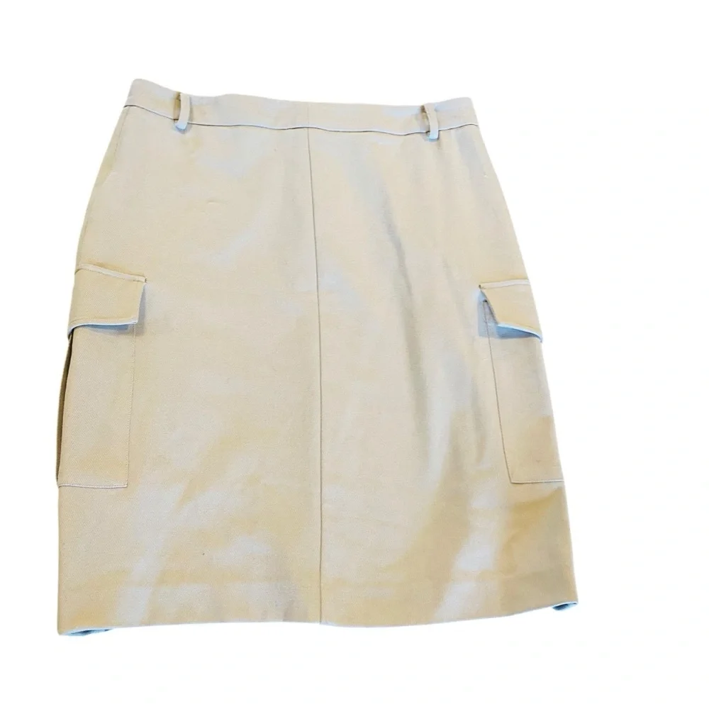 Donna Karan NWT Size 12 Bouquet Beige Skirt Cargo Pockets Stretchy Belt Loops - Picture 2 of 8